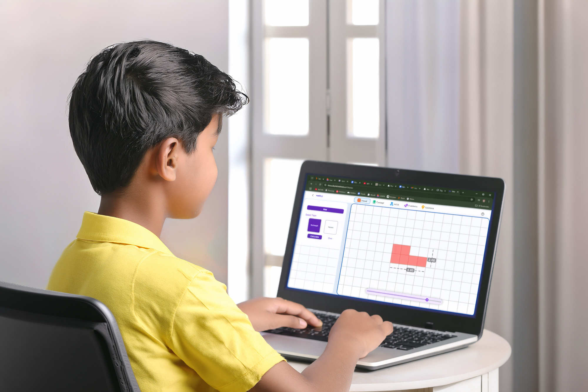 Student using Digital MathLab — interactive visual mathematics learning on laptop